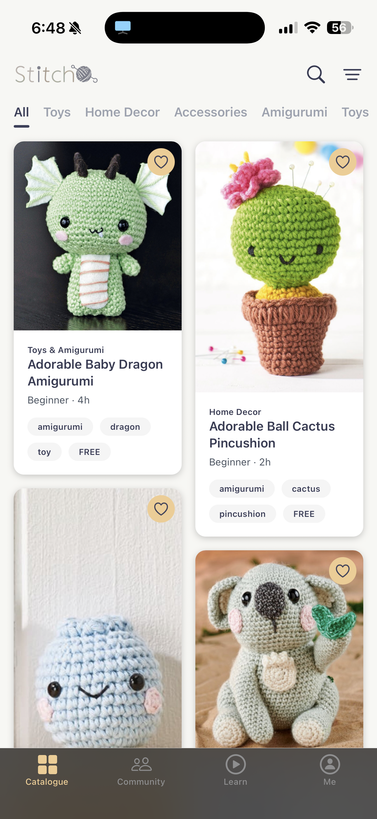 Pattern catalog with filters
