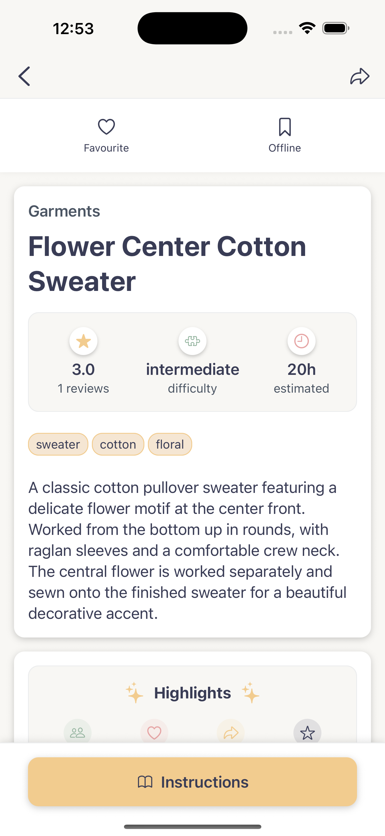 Pattern details page